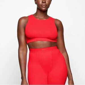 SKIMS Cotton Rib Super Crop Tank Ruby 3X